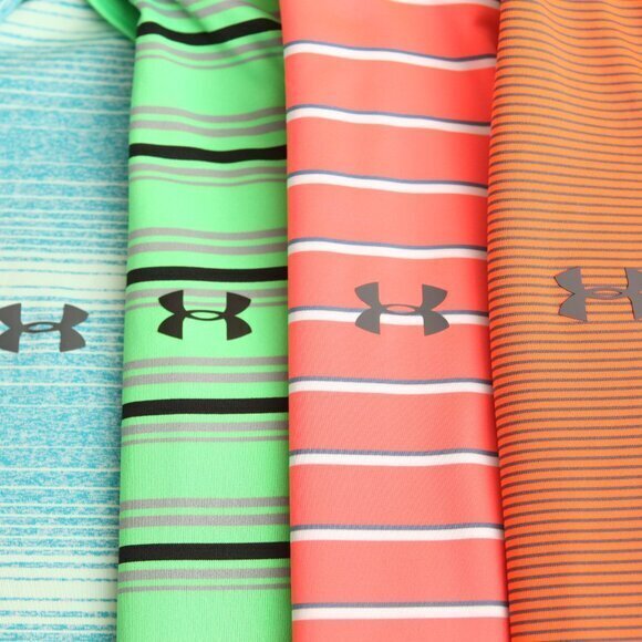 Under Armour Men's lot of 4 multicolored detailed HeatGear golf polo shirts M